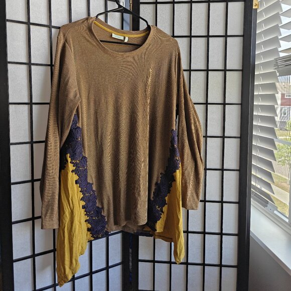 Logo Lounge Tops - LOGO Lounge by Lori Goldstein Knit Top with Godets - 1X